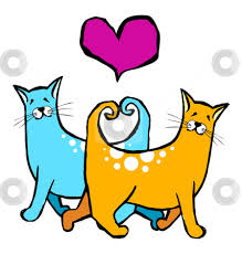 рисунок рыжий кот и голубая кошка любовь